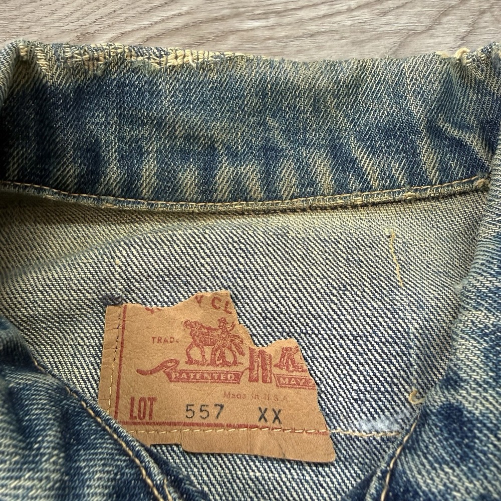 Vintage 60s Levis 557XX Big E Denim Jacket Type 3 557 XX Every Garment USA 40 - Picture 2 of 16